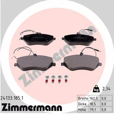 Kit de plaquettes de frein, frein à disque ZIMMERMANN 24133.185.1