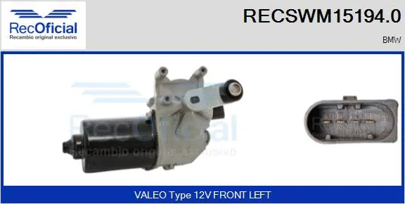 Moteur d'essuie-glace RECOFICIAL RECSWM15194.0