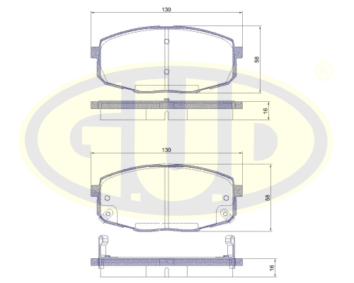 Kit de plaquettes de frein, frein à disque G.U.D. GBP103812
