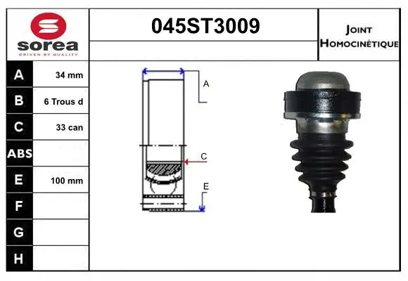 Jeu de joints, arbre de transmission STARTCAR 045ST3009