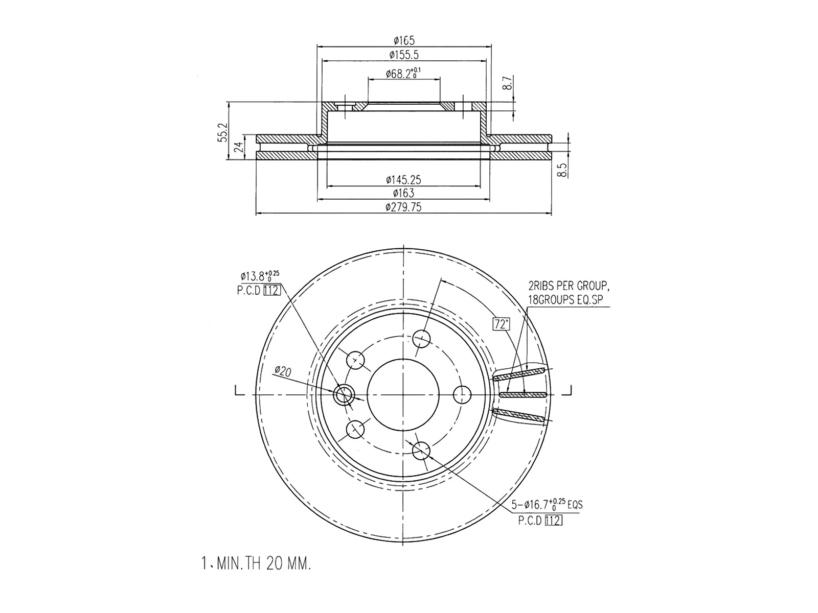 Disque de frein A.Z. Meisterteile AZMT-44-024-1018