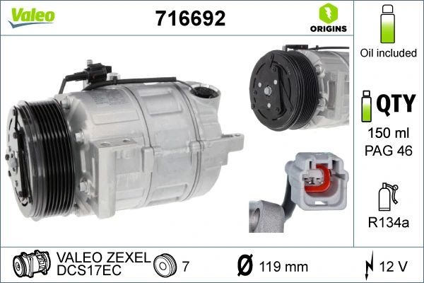 Compresseur, climatisation VALEO 716692