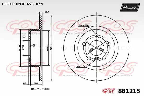 Disque de frein MAXTECH 881215