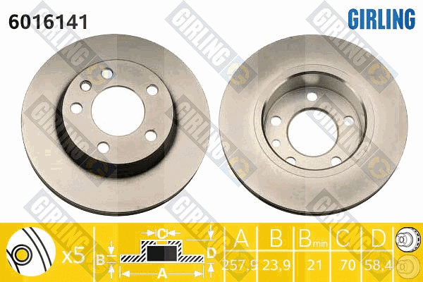 Disque de frein GIRLING 6016141