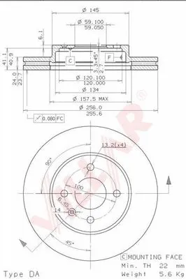 Disque de frein VILLAR 628.2045