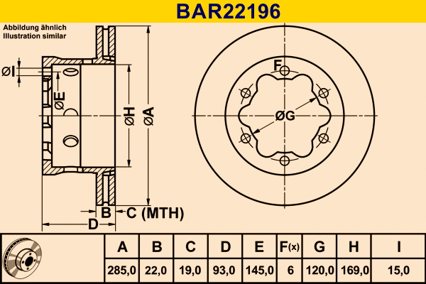 Disque de frein BARUM BAR22196