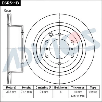 Disque de frein ADVICS D6R511B