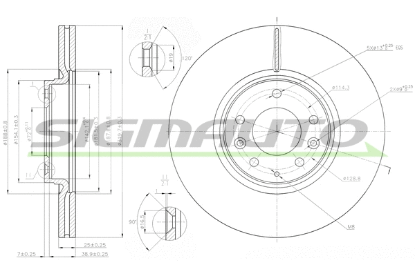 Disque de frein SIGMAUTO DBB880V