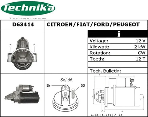 Démarreur Technika D63414