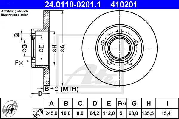 Disque de frein ATE-APAC 24.0110-0201.1
