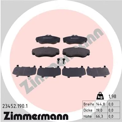 Kit de plaquettes de frein, frein à disque ZIMMERMANN 23452.190.1