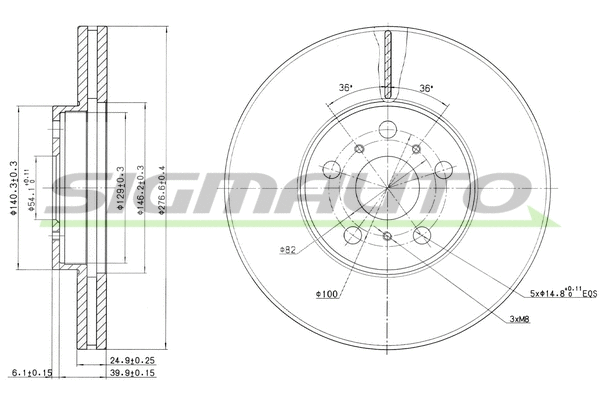 Disque de frein SIGMAUTO DBA502V
