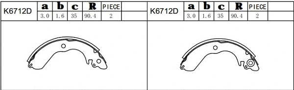 Jeu de mâchoires de frein ASIMCO K6712D