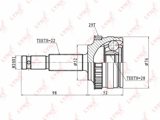 Jeu de joints, arbre de transmission LYNXAUTO CO-5907A
