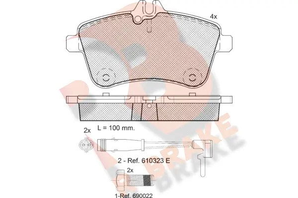 Kit de plaquettes de frein, frein à disque R BRAKE RB1677-700