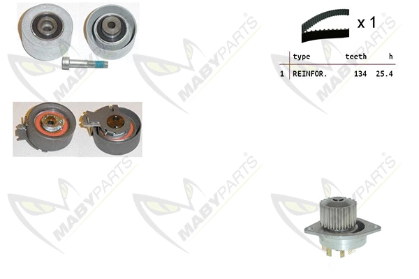Pompe à eau + kit de courroie crantée MABYPARTS OBKWP0089