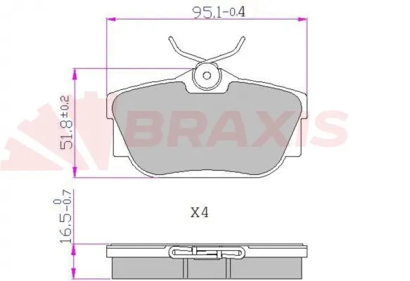 Kit de plaquettes de frein, frein à disque BRAXIS AA0608