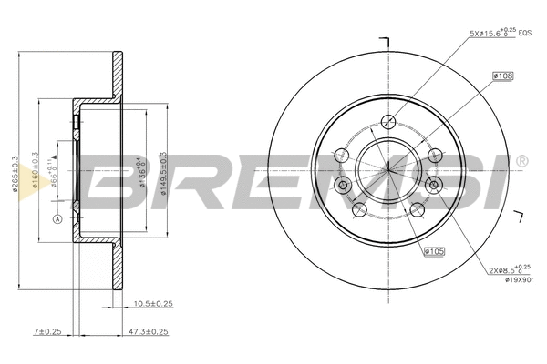 Disque de frein BREMSI CD7056S