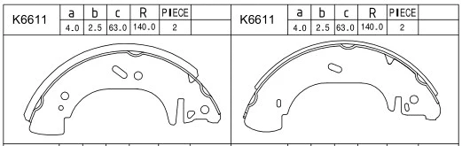 Jeu de mâchoires de frein ASIMCO K6611