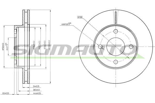Disque de frein SIGMAUTO DBA371V