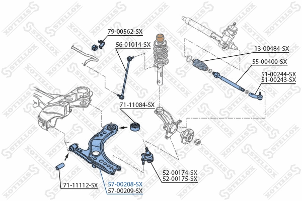 Bras de liaison, suspension de roue STELLOX 57-00208-SX