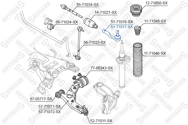 Rotule de barre de connexion STELLOX 51-71017-SX