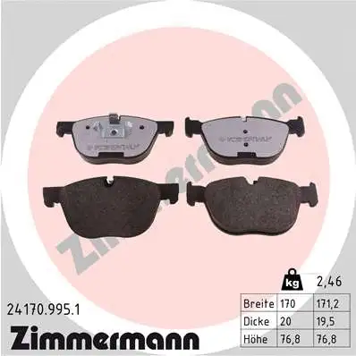Kit de plaquettes de frein, frein à disque ZIMMERMANN 24170.995.1