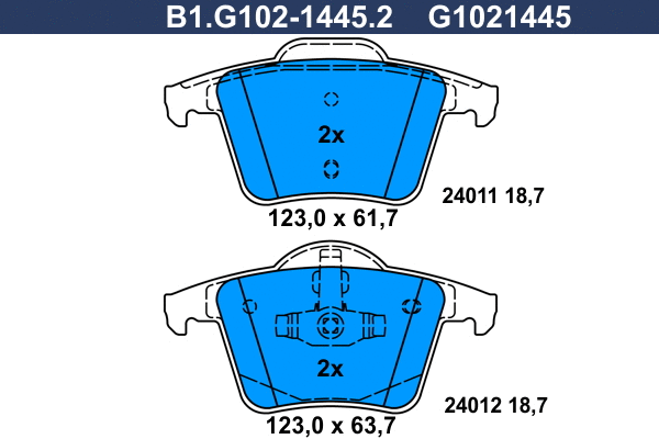 Kit de plaquettes de frein, frein à disque GALFER B1.G102-1445.2