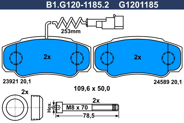 Kit de plaquettes de frein, frein à disque GALFER B1.G120-1185.2