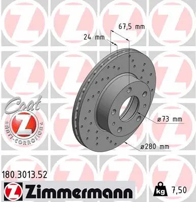 Disque de frein ZIMMERMANN 180.3013.52