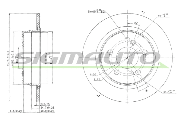 Disque de frein SIGMAUTO DBA224S