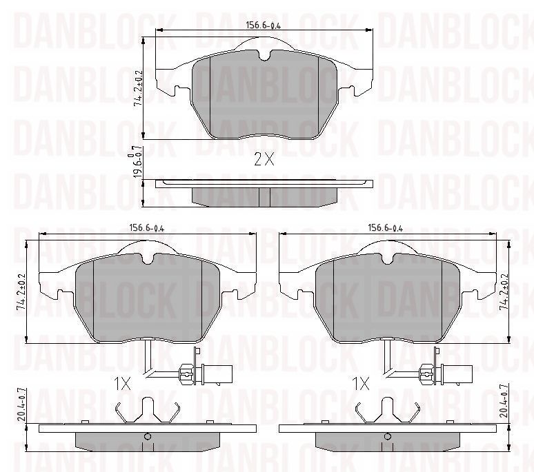 Kit de plaquettes de frein, frein à disque DANBLOCK DB 510343