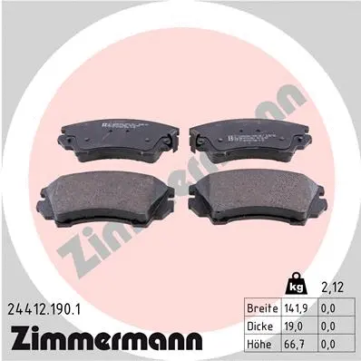 Kit de plaquettes de frein, frein à disque ZIMMERMANN 24412.190.1
