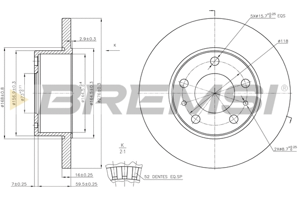 Disque de frein BREMSI CD5196S