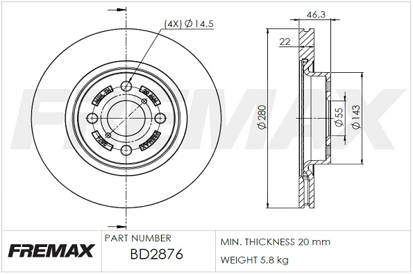 Disque de frein FREMAX BD-2876
