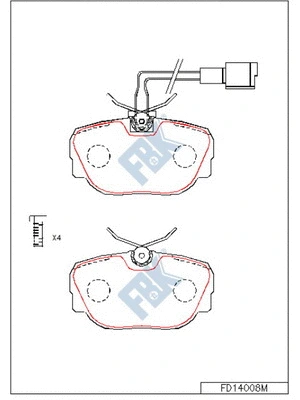 Kit de plaquettes de frein, frein à disque FBK FD14008M