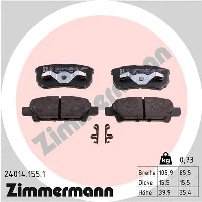 Kit de plaquettes de frein, frein à disque ZIMMERMANN 24014.155.1