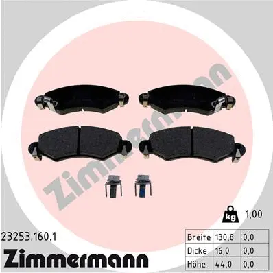Kit de plaquettes de frein, frein à disque ZIMMERMANN 23253.160.1
