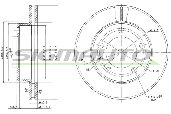 Disque de frein SIGMAUTO DBA496V