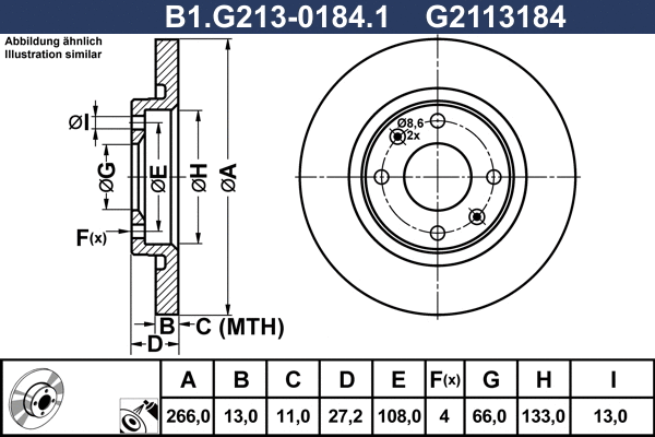 Disque de frein GALFER B1.G213-0184.1