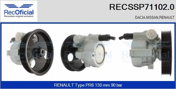 Pompe hydraulique, direction RECOFICIAL RECSSP71102.0