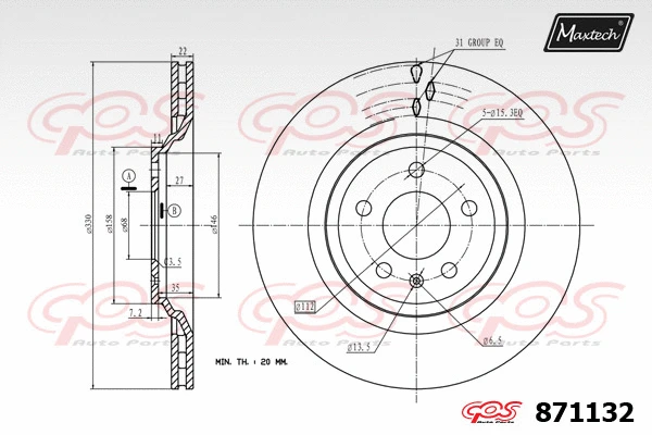 Disque de frein MAXTECH 871132