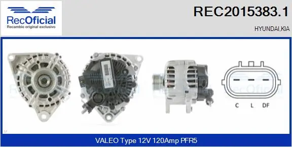 Alternateur RECOFICIAL REC2015383.1