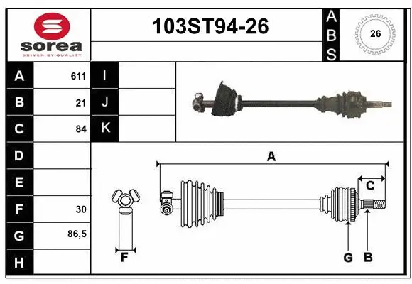 Arbre de transmission STARTCAR 103ST94-26