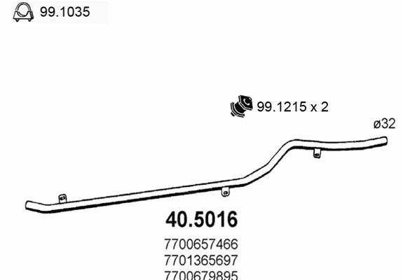 Tuyau d'échappement ASSO 40.5016