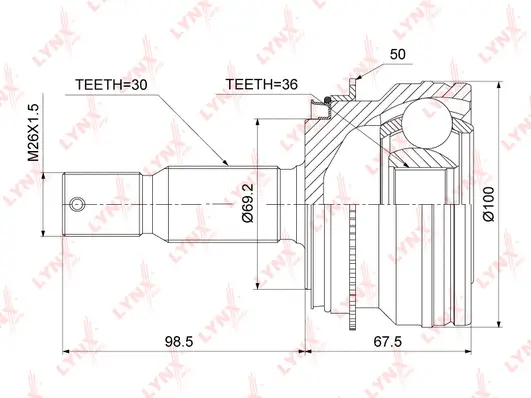 Jeu de joints, arbre de transmission LYNXAUTO CO-3894A