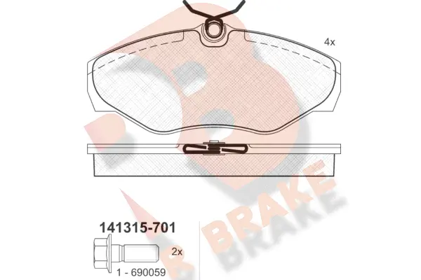 Kit de plaquettes de frein, frein à disque R BRAKE RB1315-701