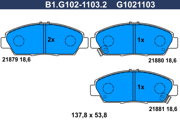 Kit de plaquettes de frein, frein à disque GALFER B1.G102-1103.2