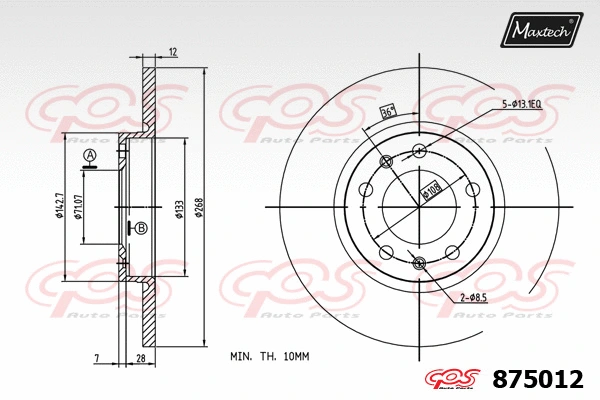 Disque de frein MAXTECH 875012