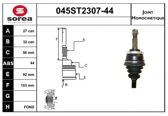 Jeu de joints, arbre de transmission STARTCAR 045ST2307-44
